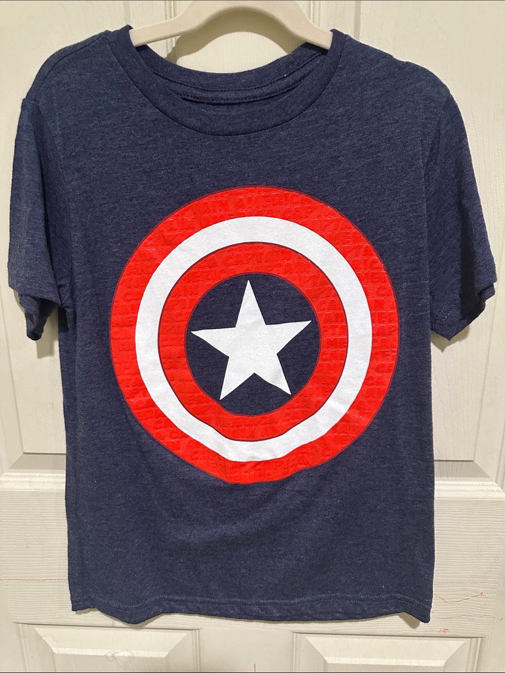 Marvel Navy Tee with Red & White Captain Shield Graphic